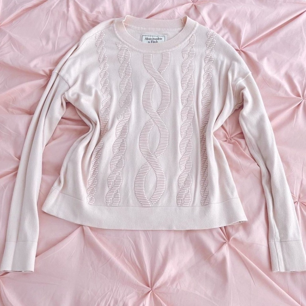Abercrombie pink argyle / aran knit sweater - Picture 1 of 4